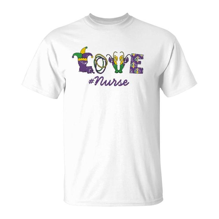 Tu Love Crawfish Mardi Gras Nurse Costume Jester Hat T-Shirt