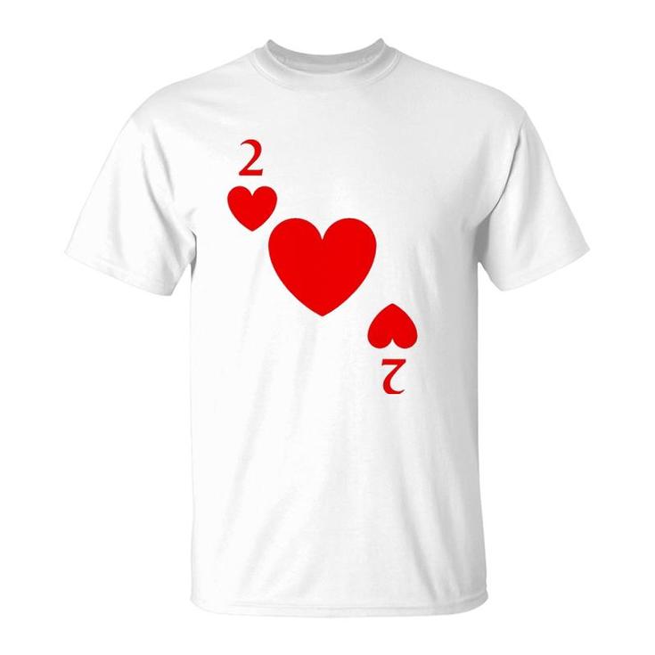Two Of Hearts Costume Halloween Deck Of Cards T-Shirt