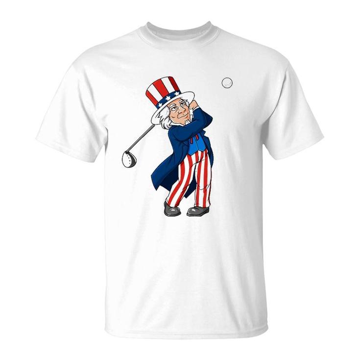 Uncle Sam Golfing 4Th Of July Patriotic Boys Kids Teens Golf T-Shirt
