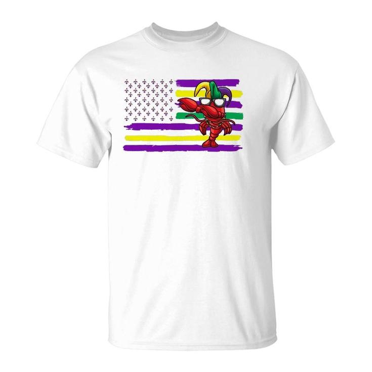 Usa Flag Crawfish Mardi Gras Gift T-Shirt