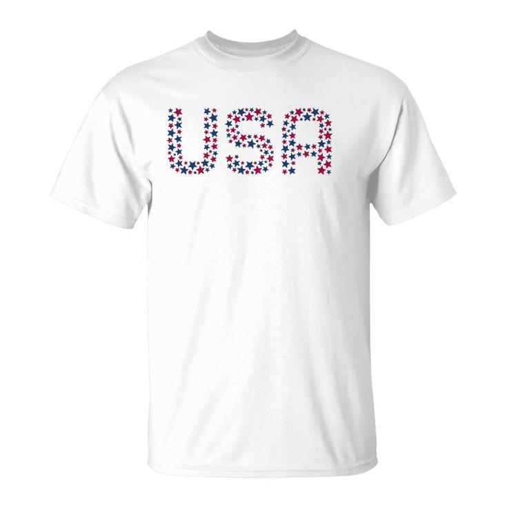 Usa Women Men Patriotic American Stars 4Th Of July T-Shirt