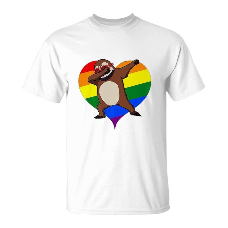 Valentines Day Dabbing Sloth Lgbt Gay T-Shirt