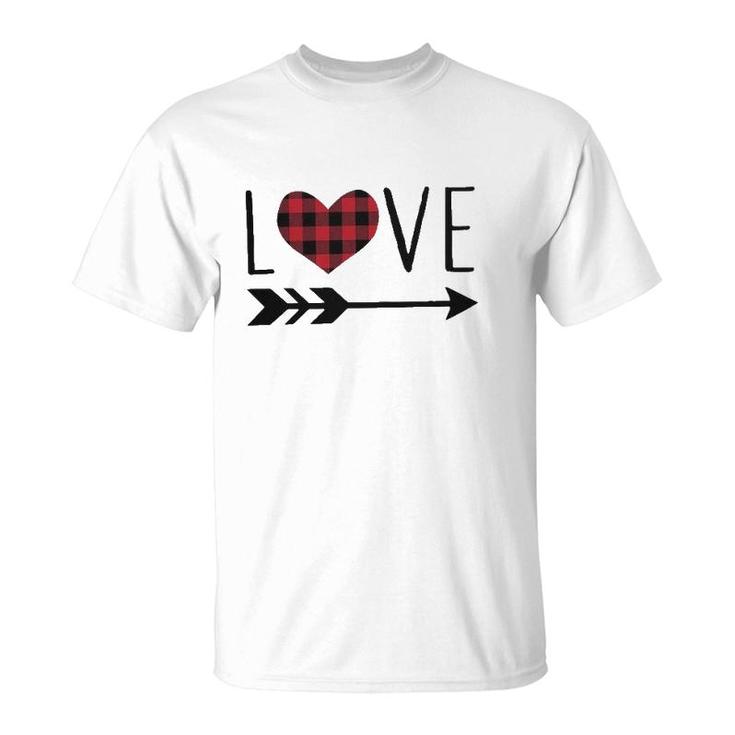 Valentine's Day Womens Graphic Tees Cute Buffalo Plaid T-Shirt