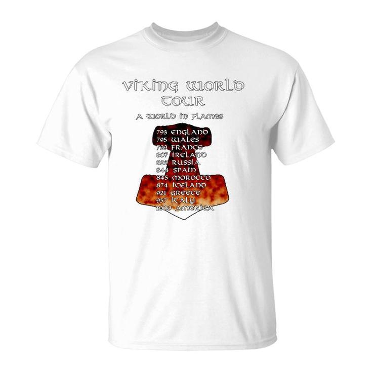 Viking World Tour  Funny Pagan Back Print T-Shirt