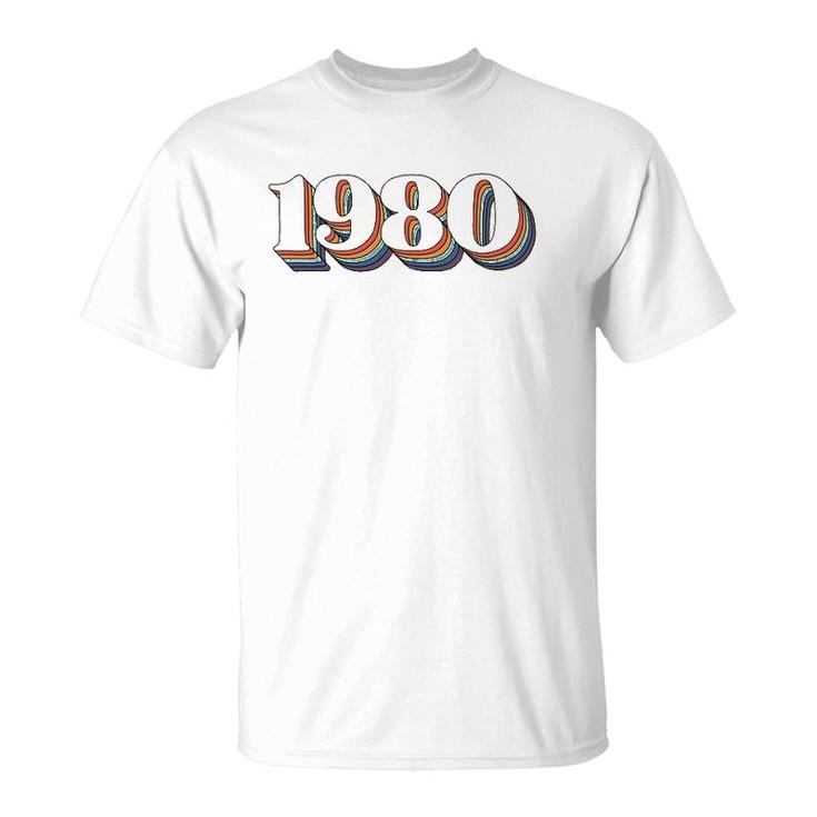 Vintage 1980 Birthday S For Women Retro Gift For Wife T-Shirt