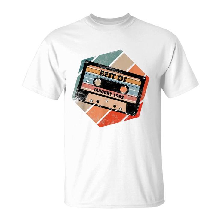 Vintage Best Of January 1982 Cassette Retro Birthday Tape  T-Shirt