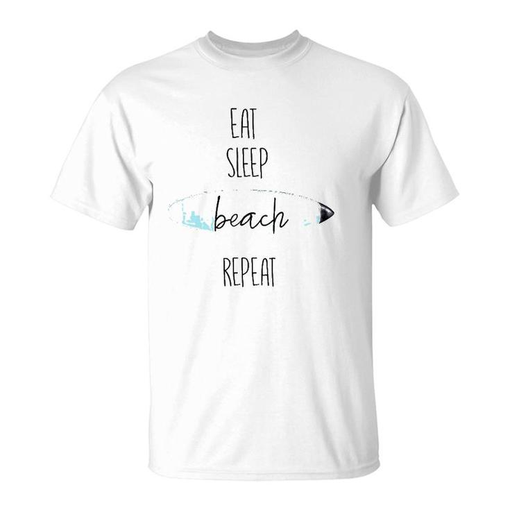 Vintage Eat Sleep Beach Repeat For Surf Lovers T-Shirt