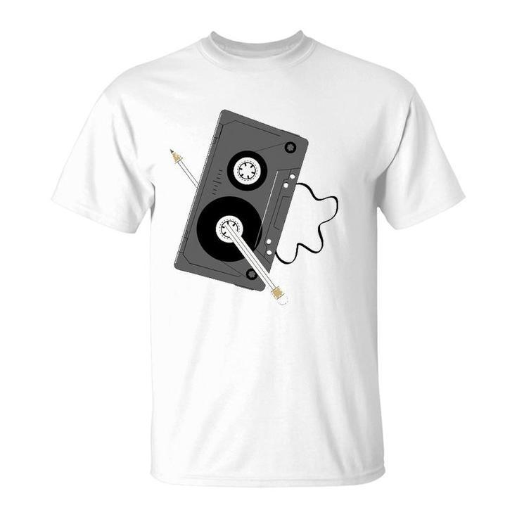 Vintage Music 80S 90S A Cassette Tape With Pencil Winding Up T-Shirt