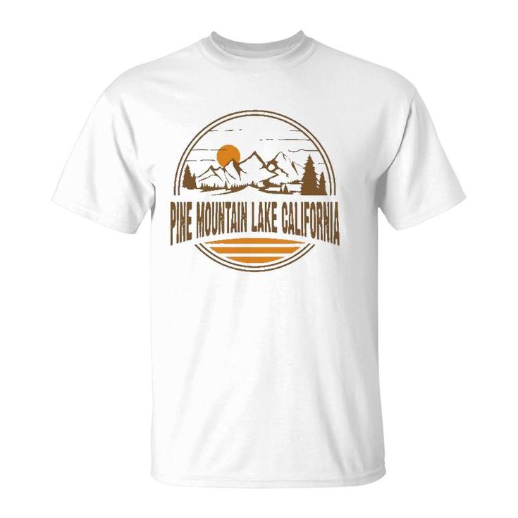 Vintage Pine Mountain Lake California Mountain Hiking Print Pullover T-Shirt