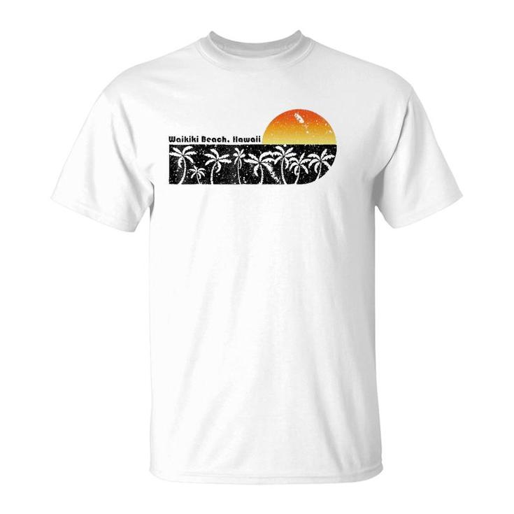 Waikiki Beach Hawaii Vintage Sunset Beach T-Shirt