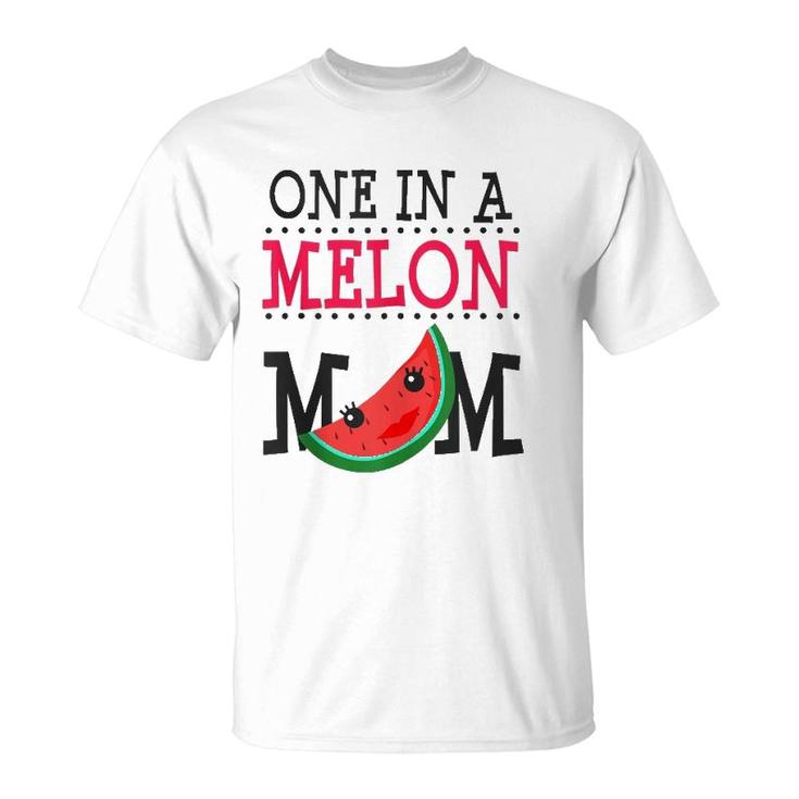 Watermelon One In A Melon Mom Funny Pun Summer Mothers Day T-Shirt