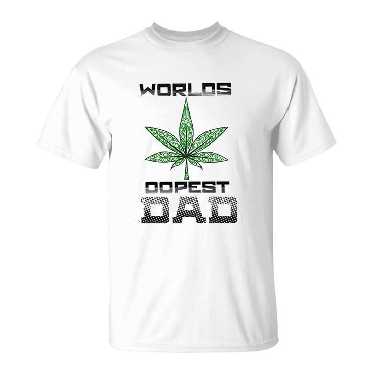 Weed Worlds Dopest Dad Funny Leaf Casual For Men Women Leaf T-Shirt
