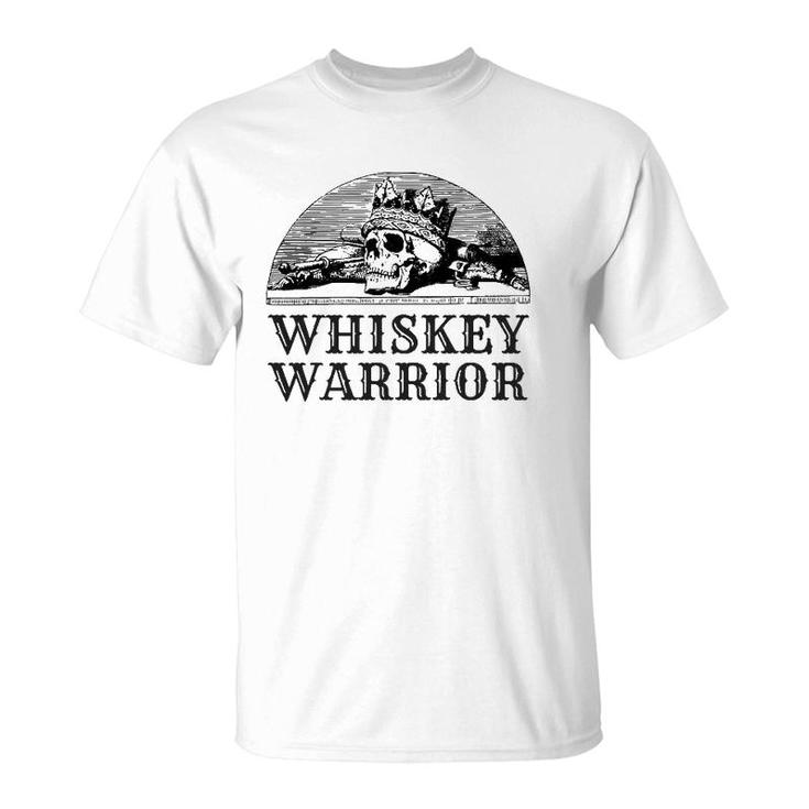 Whiskey Warrior With Vintage Skull Design T-Shirt
