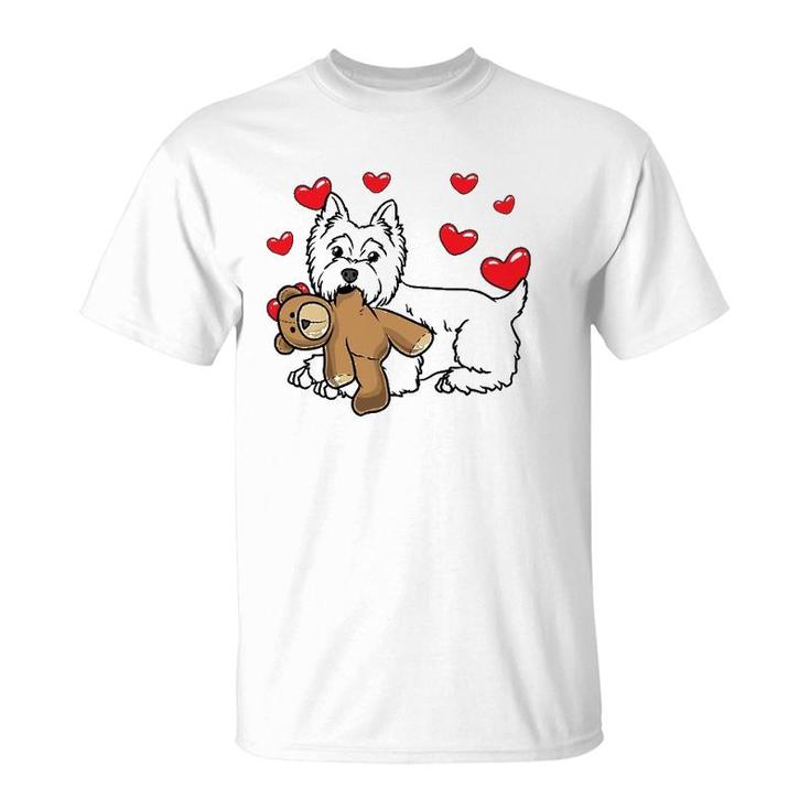 White West Highland Terrier Dog With Stuffed Animal T-Shirt