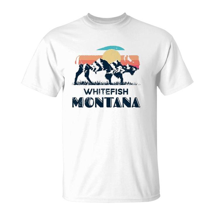 Whitefish Montana Vintage Hiking Bison Nature T-Shirt
