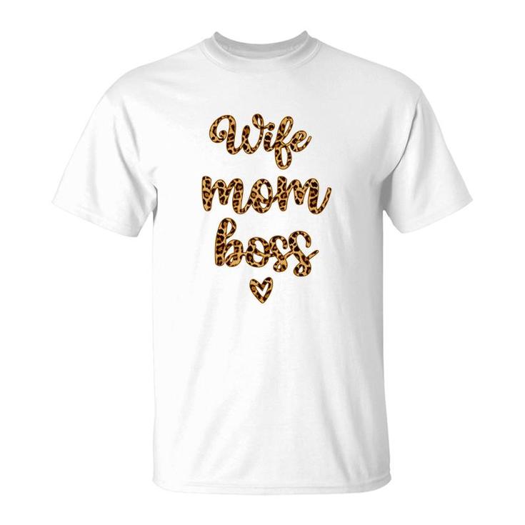 Wife Mom Boss Leopard Plaid T-Shirt