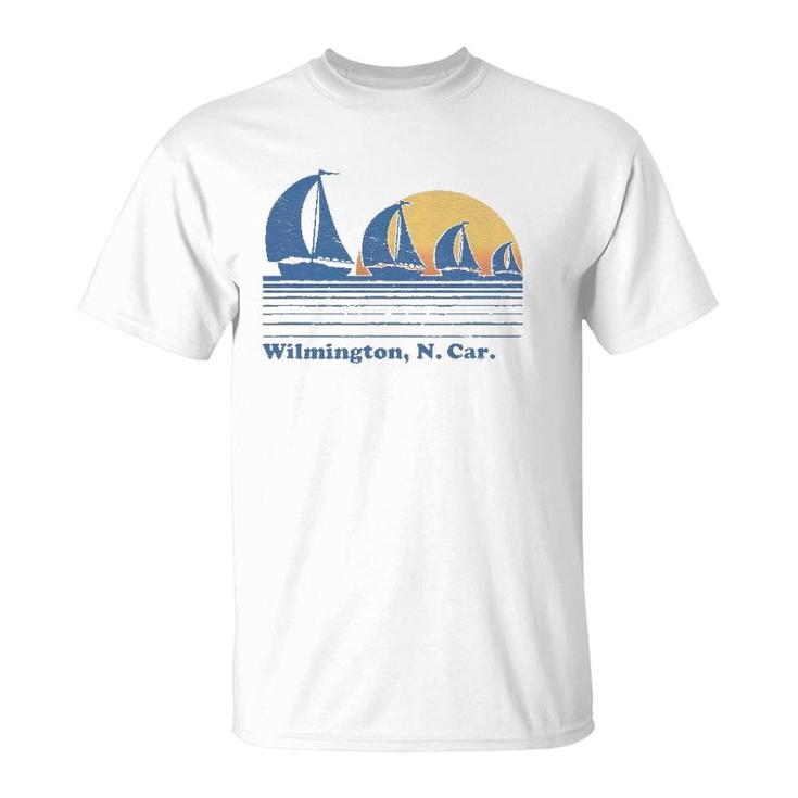 Wilmington Nc Sailboat Vintage 80S Sunset Tee T-Shirt