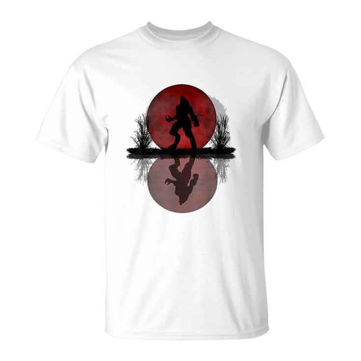 Wolf And Red Moon T-Shirt
