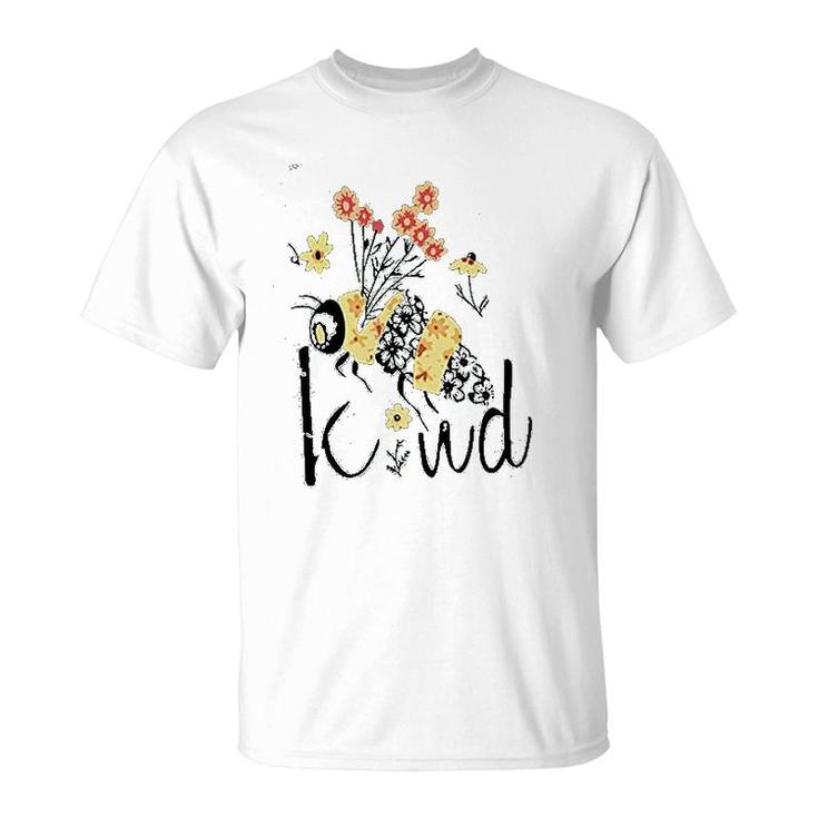 Women Flower Bee Kind Graphic Girls T-Shirt