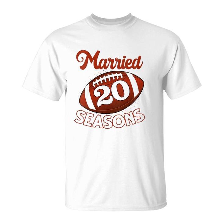 Womens 20 Years Of Marriage Happily Married For 20 Seasons Gift T-Shirt