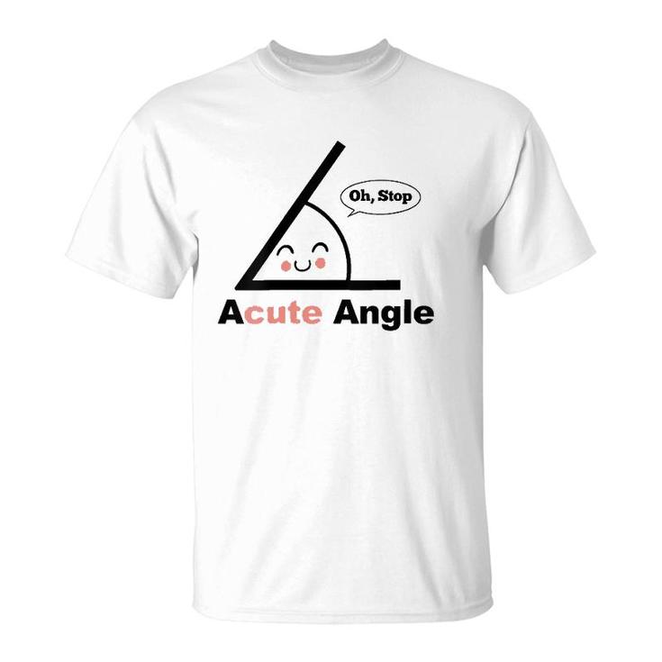 Womens Acute Angle Funny Math Teacher Math Pun Acute Angle V-Neck T-Shirt