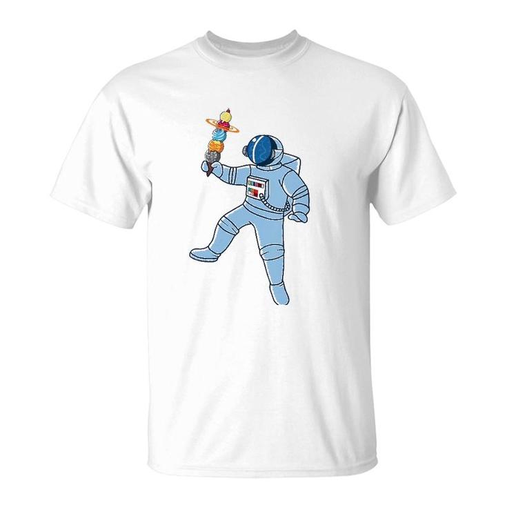 Womens Astronaut With Ice Cream T  T-Shirt