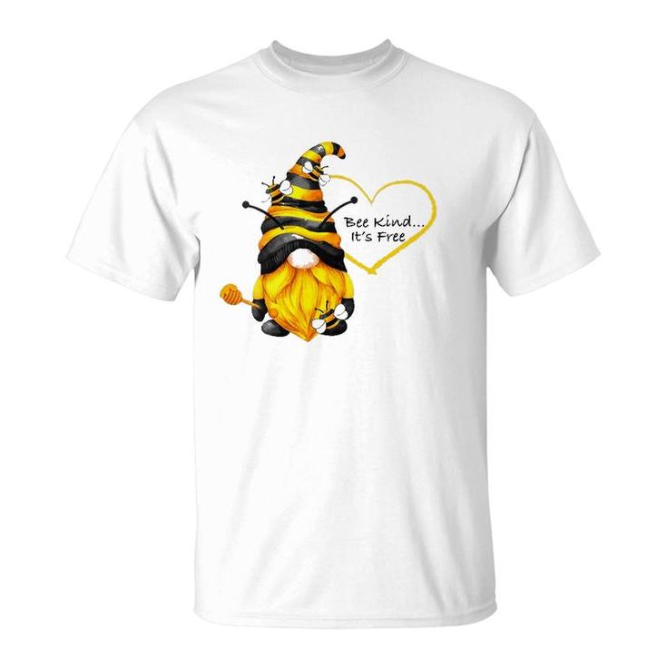 Womens Bee Kind Inspirational Gnome T-Shirt