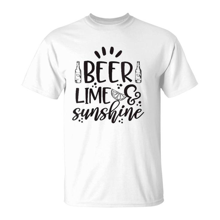 Womens Beer Lime & Sunshine Summer Drinking  T-Shirt