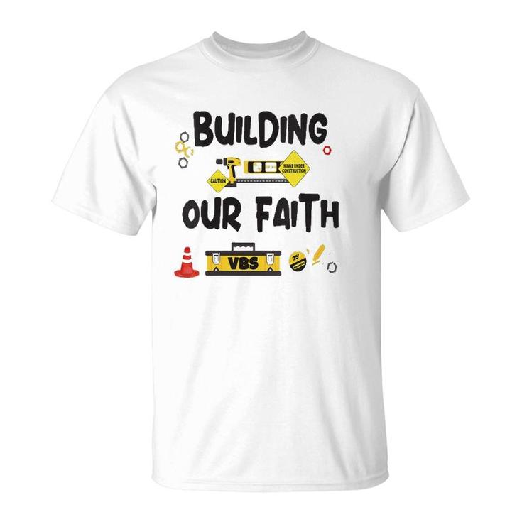 Womens Building Faith 2021 Vbs Concrete Cranes Construction Tools V-Neck T-Shirt