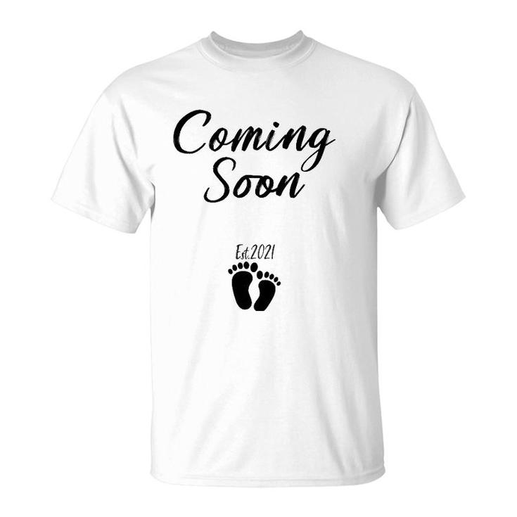 Womens Coming Soon 2021 Funny Pregnancy Mother's Day T-Shirt
