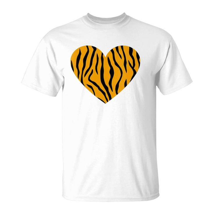Womens Cool Animal Tiger Print Heart Valentine T-Shirt