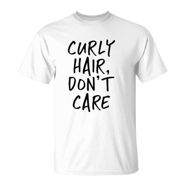 Womens Curly Hair Don't Care Funny V-Neck T-Shirt