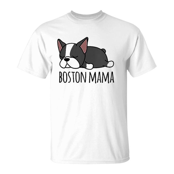 Womens Cute Boston Terrier, Boston Mama V-Neck T-Shirt