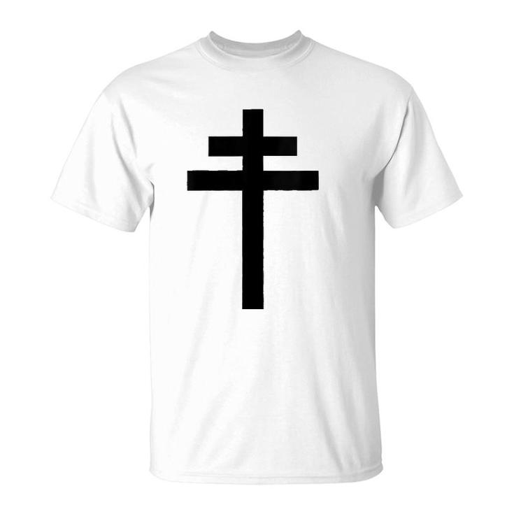 Womens French Resistance Cross Of Lorraine V-Neck T-Shirt