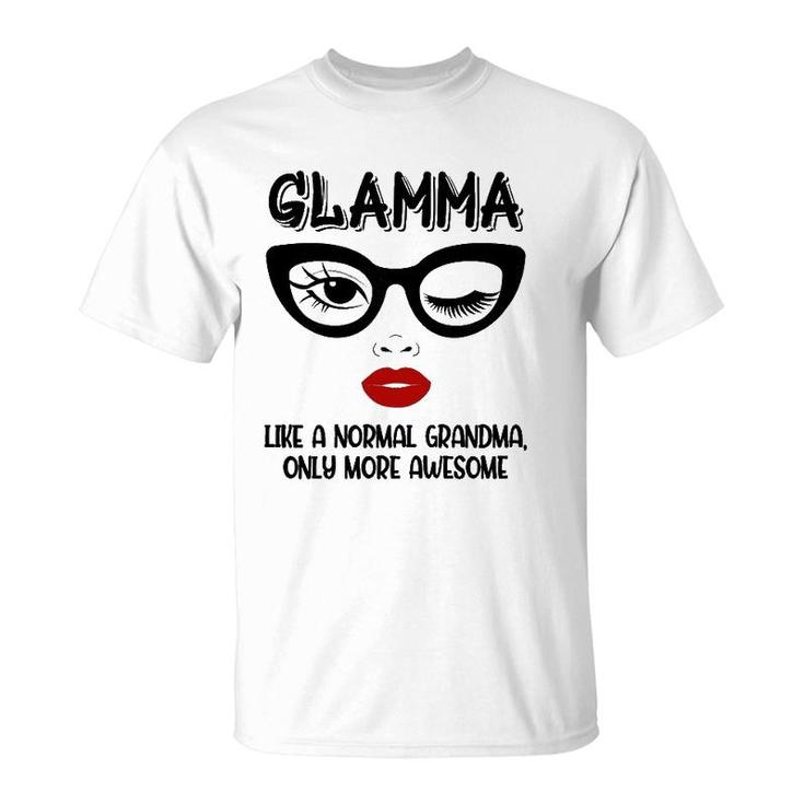 Womens Glamma Like A Normal Grandma Only More Awesome Winking Eye T-Shirt