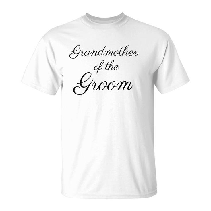 Womens Grandmother Of The Groom, Black Font Wedding & Bridal V-Neck T-Shirt