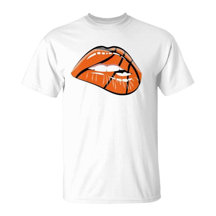 Womens Ich Liebe Basketball Lips Sport Game Day T-Shirt