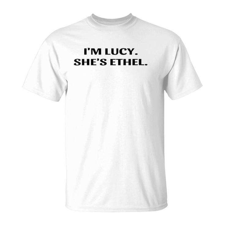 Womens I'm Lucy She's Ethel Funny Sarcastic Bff Cute V-Neck T-Shirt