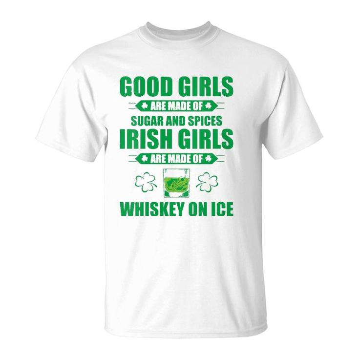 Womens Irish Girls Are Made Of Whiskey On Ice St Patrick's Day Party V-Neck T-Shirt