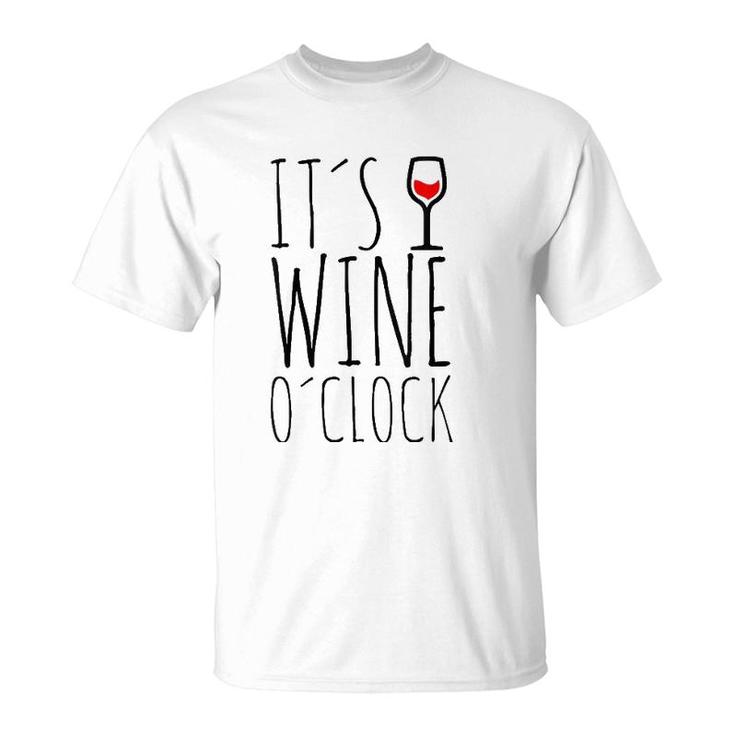 Womens It's Wine O'clock Time Red Wine T-Shirt