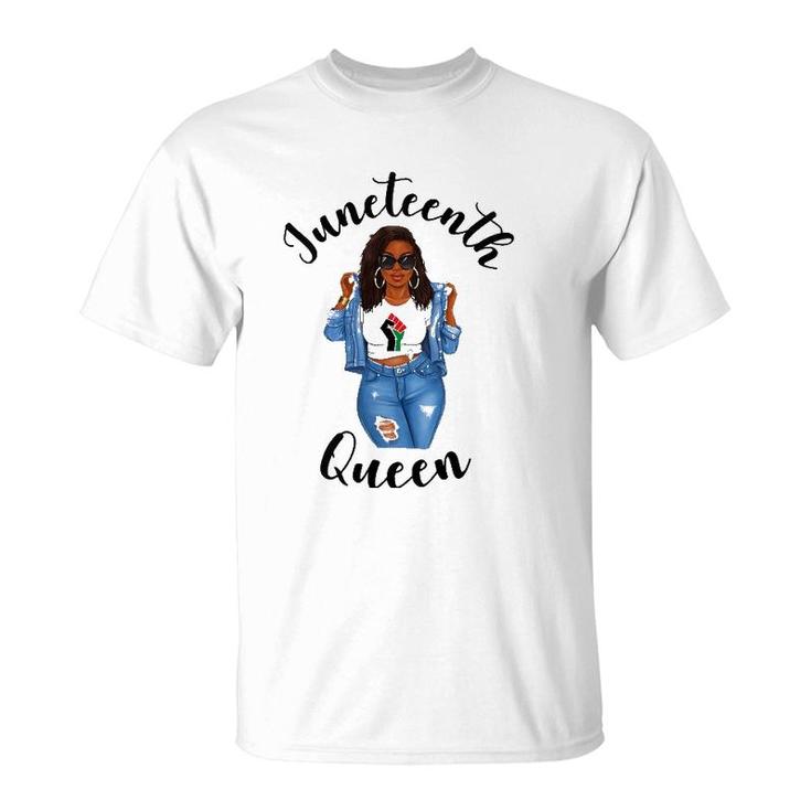 Womens Juneteenth Queen Dreadlocks Girl Black Natural Hair Style  T-Shirt