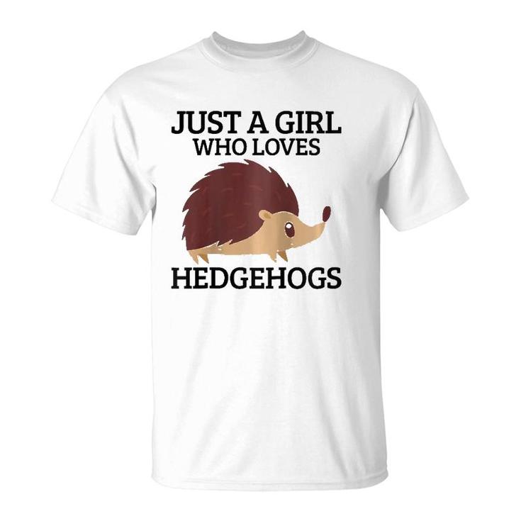 Womens Just A Girl Who Loves Hedgehogs Hedgehog Mom Funny Cute Gift Raglan Baseball Tee T-Shirt