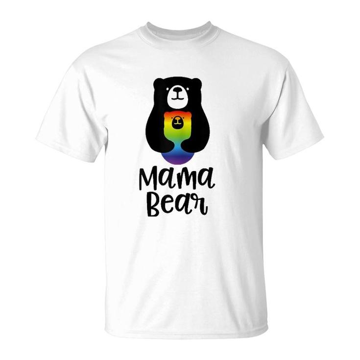 Womens Lgbt Mom Mama Bear Mothers Gift Rainbow  T-Shirt