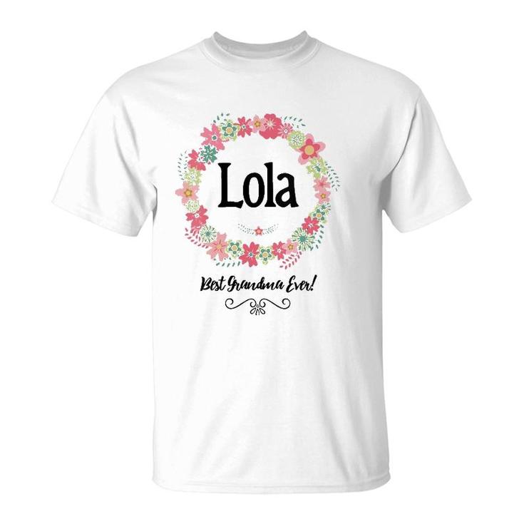 Womens Lola Best Grandma Ever Floral Filipino Grandmother Gift T-Shirt