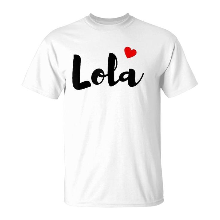 Womens Lola Red Heart Grandmother Filipino Black Text T-Shirt