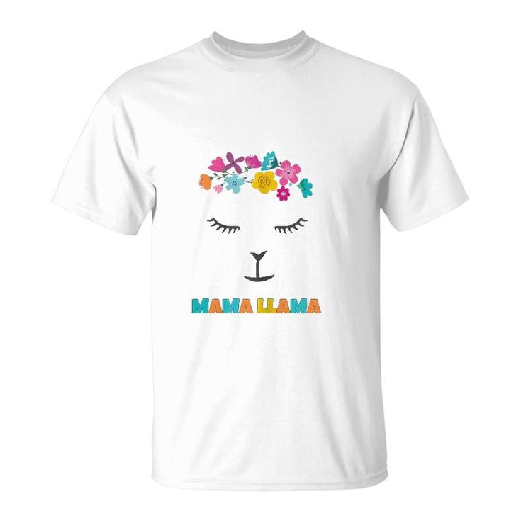 Womens Mama Llama  Alpaca Lovers Mothers Gift Idea T-Shirt