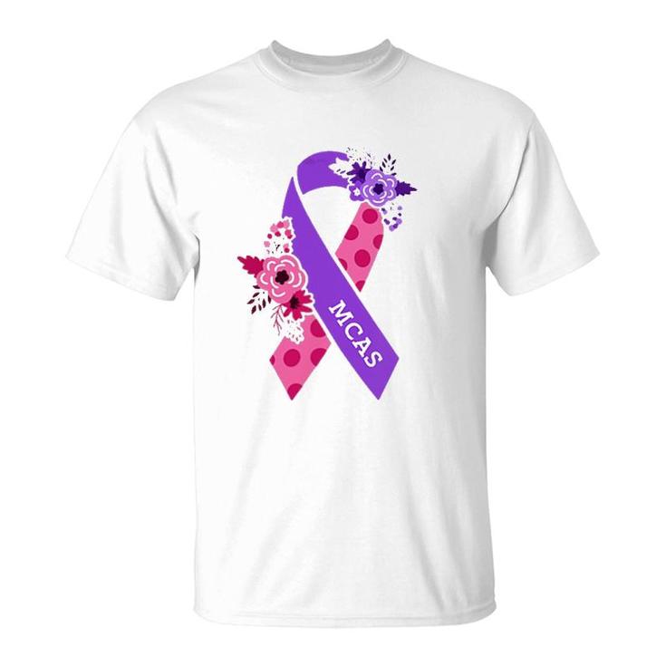 Womens Mcas Mast Cell Activation Syndrome Awareness Ribbon Pocket V-Neck T-Shirt