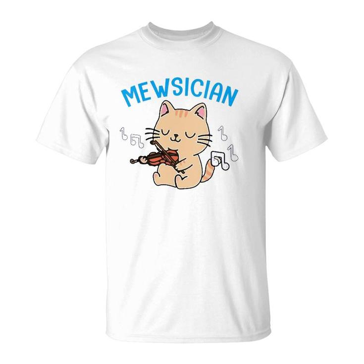 Womens Mewsician Gift For Cat Lover Music Lover Cat Mom Musician V-Neck T-Shirt