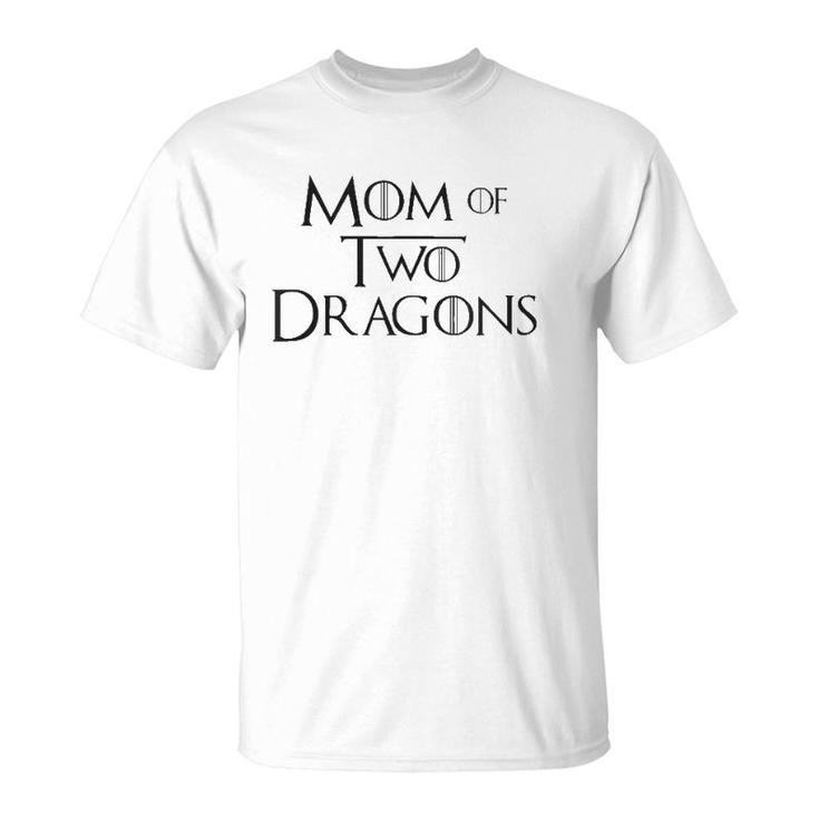 Womens Mom Of Two Dragons  Funny Mothers Day Gifts For Women V-Neck T-Shirt
