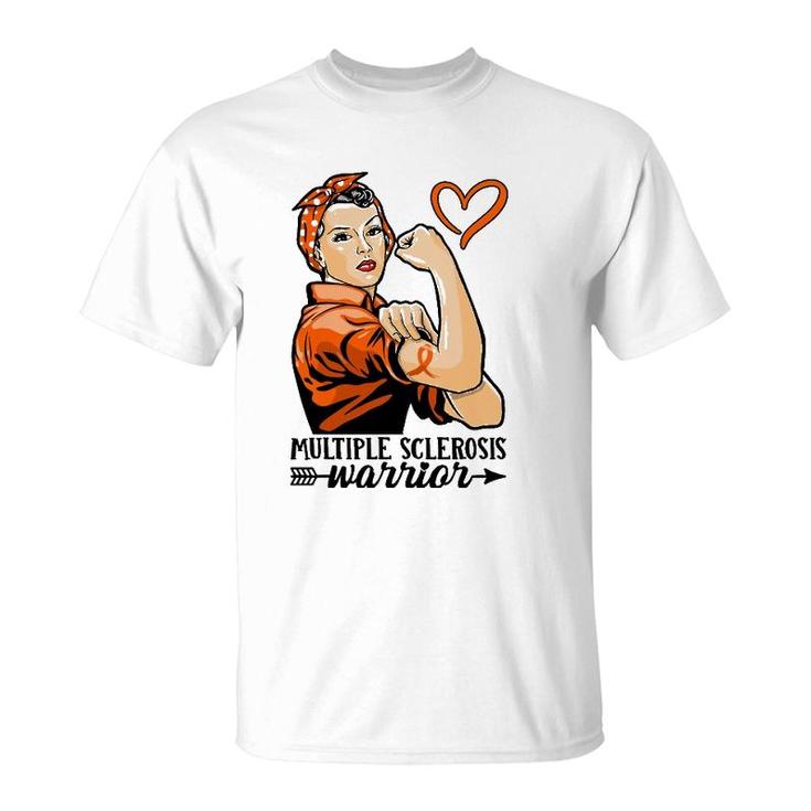 Womens Ms Warrior Wear Orange Multiple Sclerosis Awareness T-Shirt